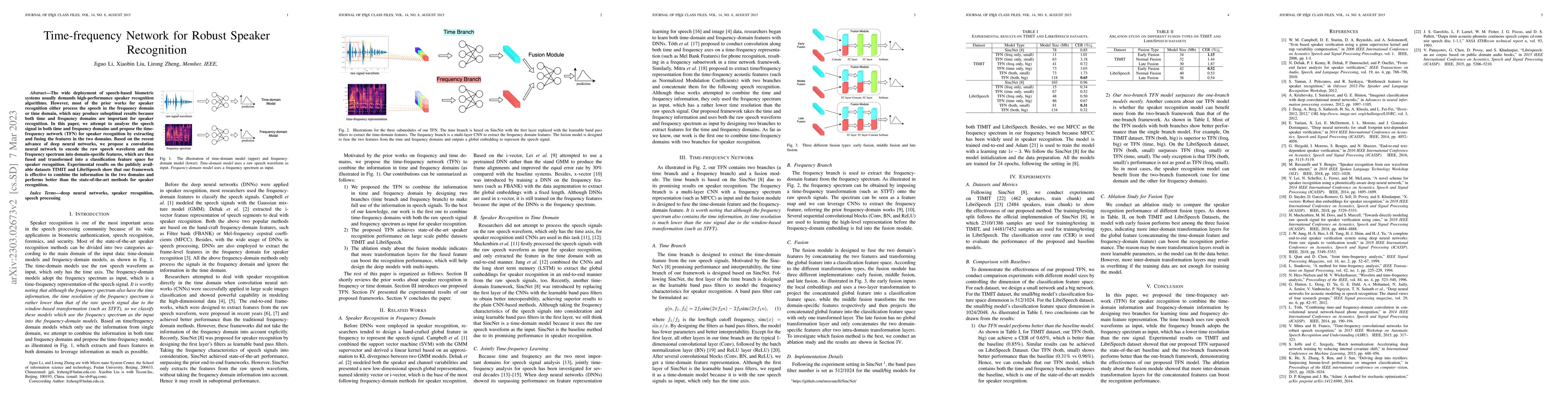 Thumbnail for Time-frequency Network for Robust Speaker Recognition