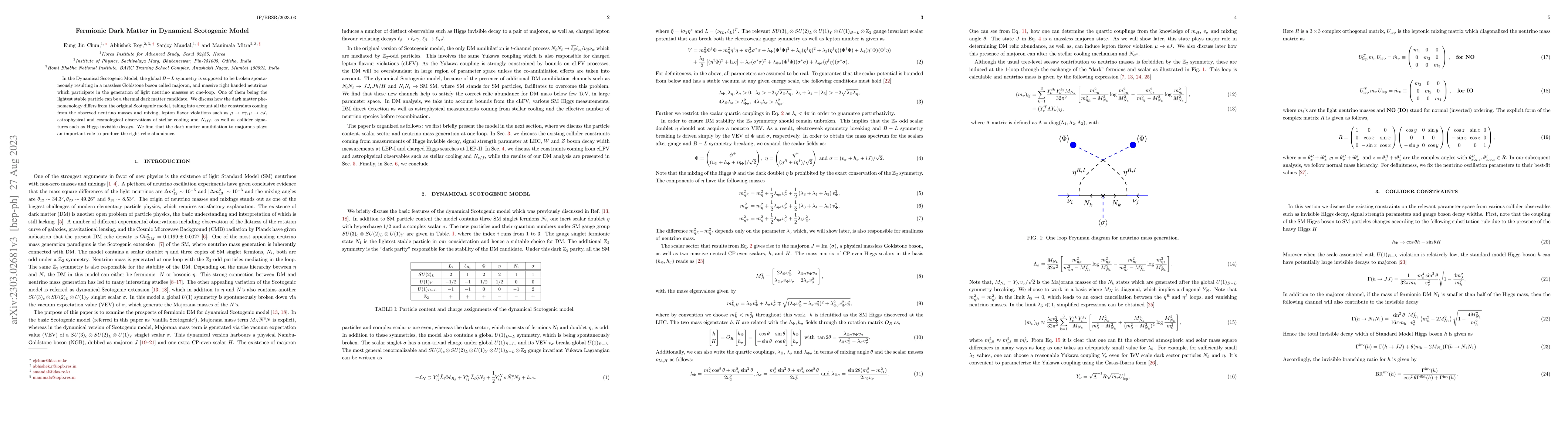 Thumbnail for Fermionic Dark Matter in Dynamical Scotogenic Model