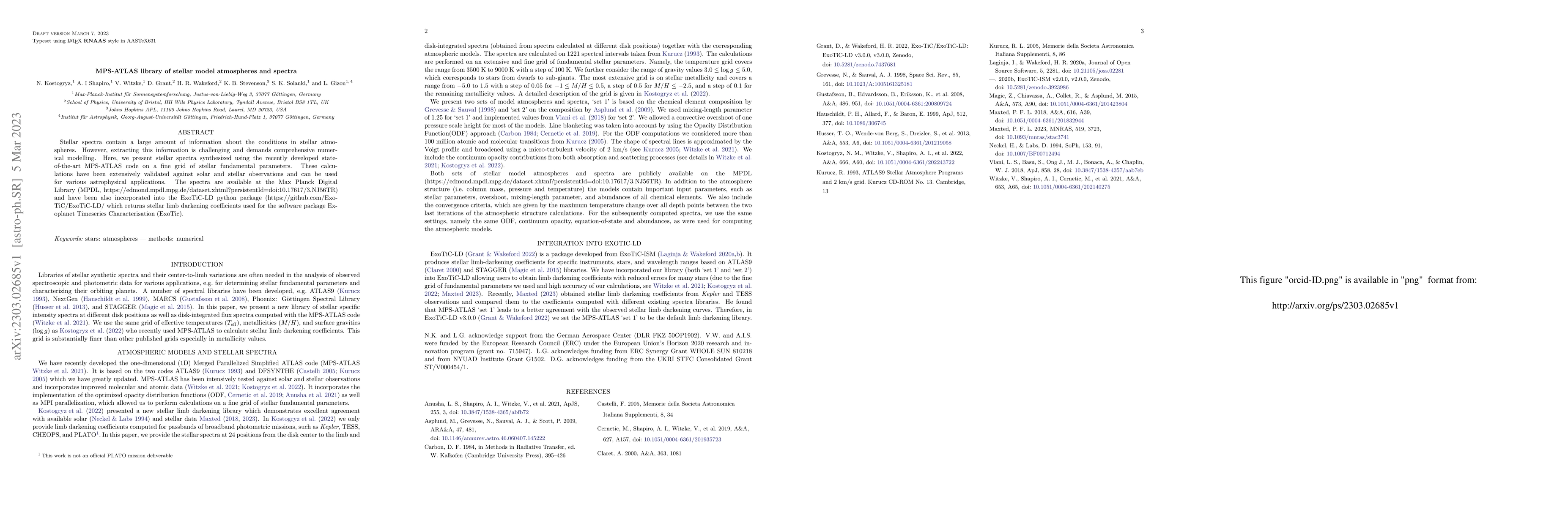 Thumbnail for MPS-ATLAS library of stellar model atmospheres and spectra