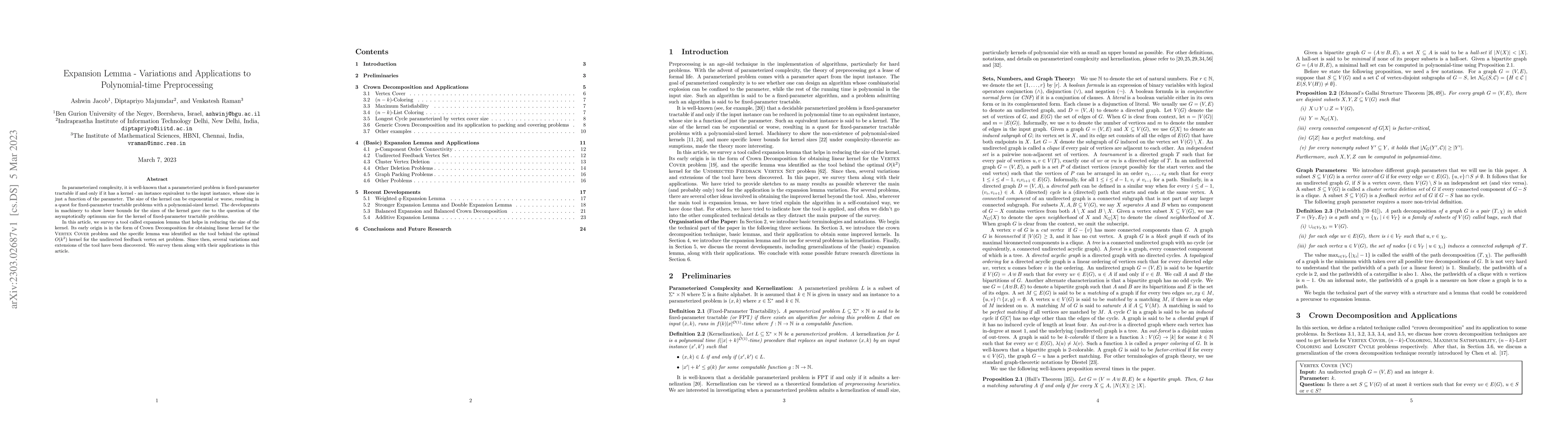 Thumbnail for Expansion Lemma -- Variations and Applications to Polynomial-Time
  Preprocessing
