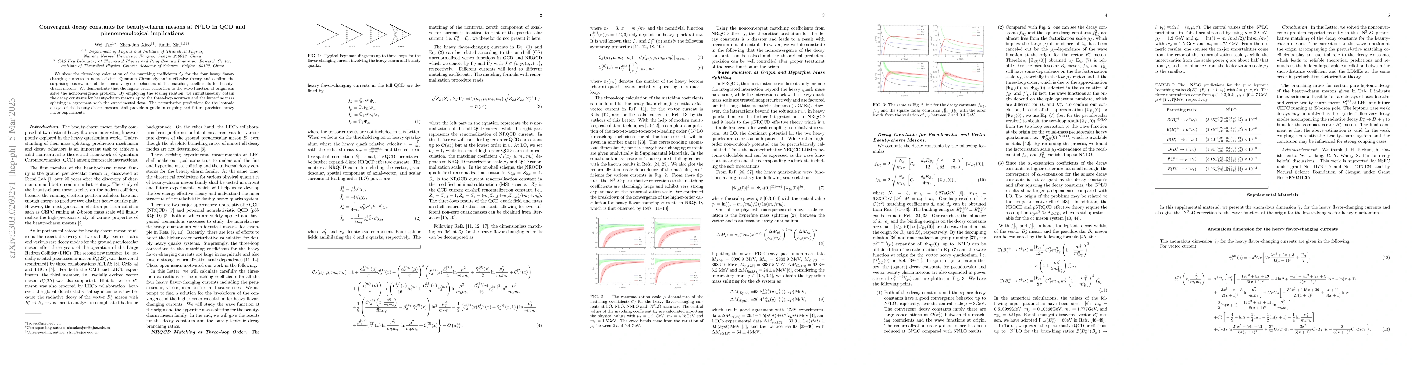 Thumbnail for Convergent decay constants for beauty-charm mesons at N$^3$LO in QCD and
  phenomenological implications