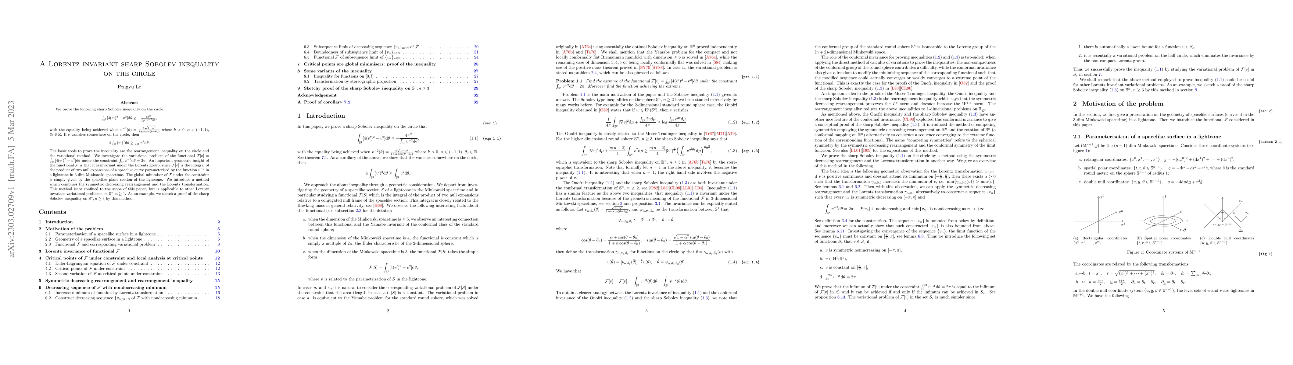 Thumbnail for A Lorentz invariant sharp Sobolev inequality on the circle