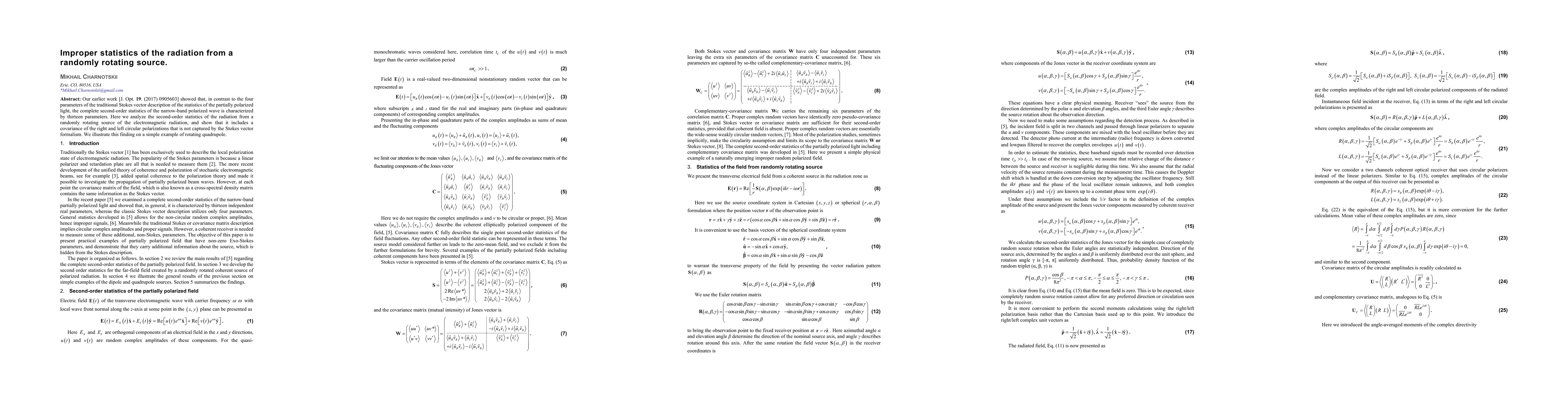 Thumbnail for Improper statistics of the radiation from a randomly rotating source