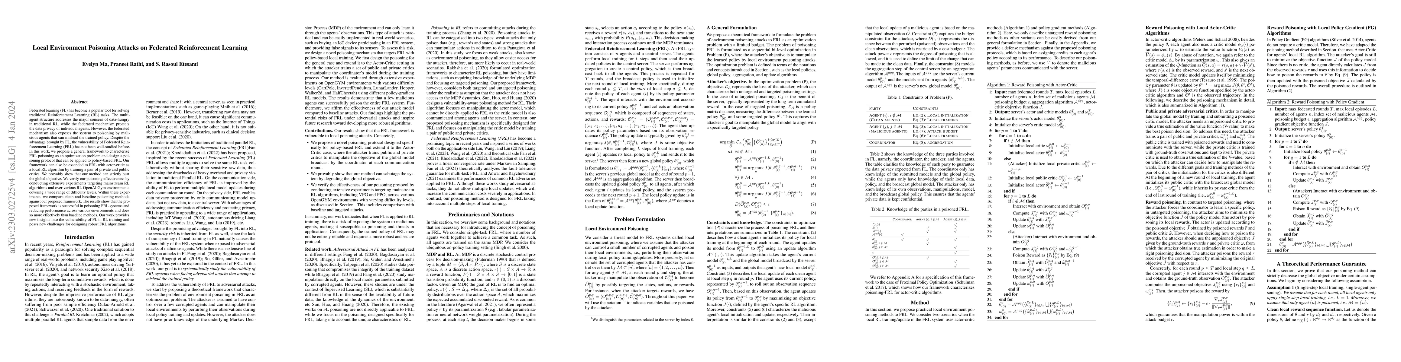 Thumbnail for Local Environment Poisoning Attacks on Federated Reinforcement Learning
