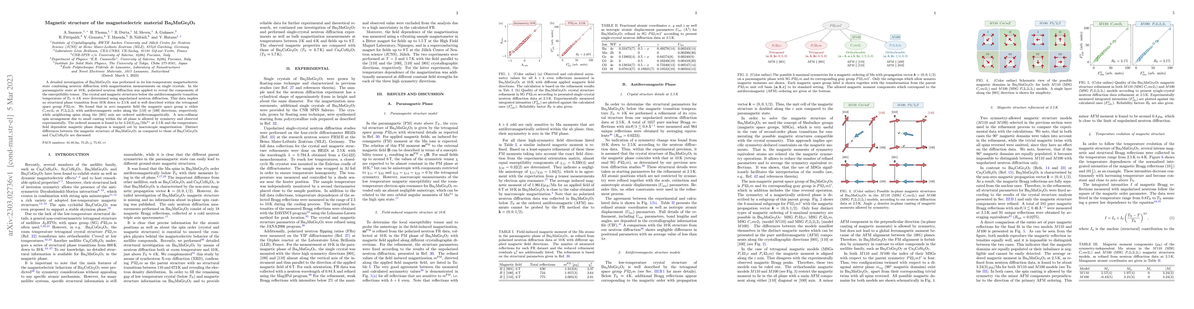 Thumbnail for Magnetic structure of the magnetoelectric material Ba$_2$MnGe$_2$O$_7$