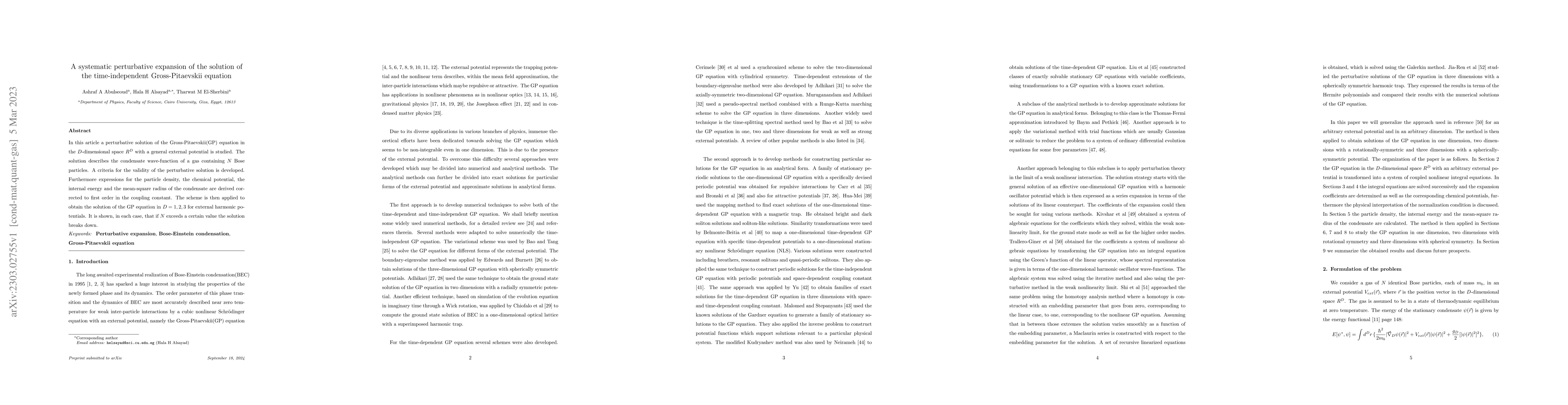 Thumbnail for A systematic perturbative expansion of the solution of the
  time-independent Gross-Pitaevskii equation