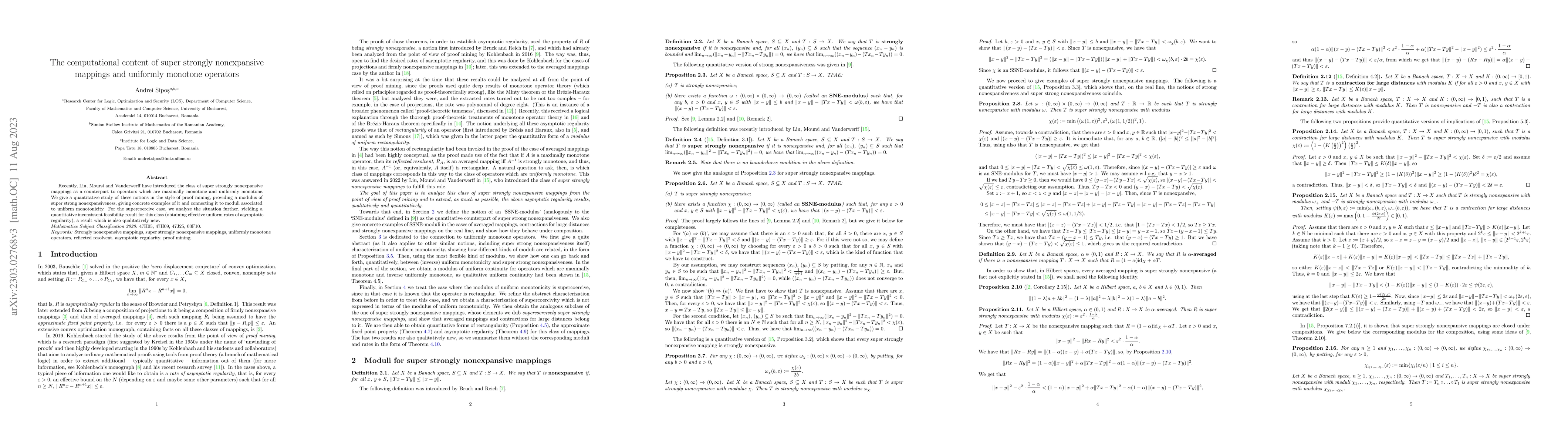 Thumbnail for The computational content of super strongly nonexpansive mappings and
  uniformly monotone operators