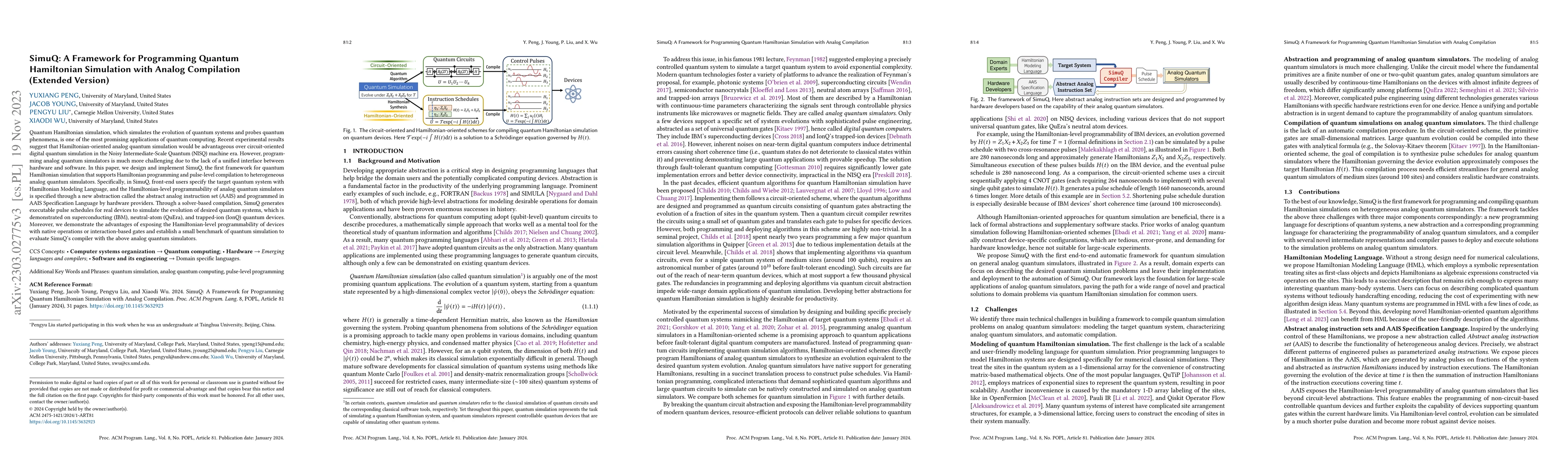 Thumbnail for SimuQ: A Framework for Programming Quantum Hamiltonian Simulation with
  Analog Compilation