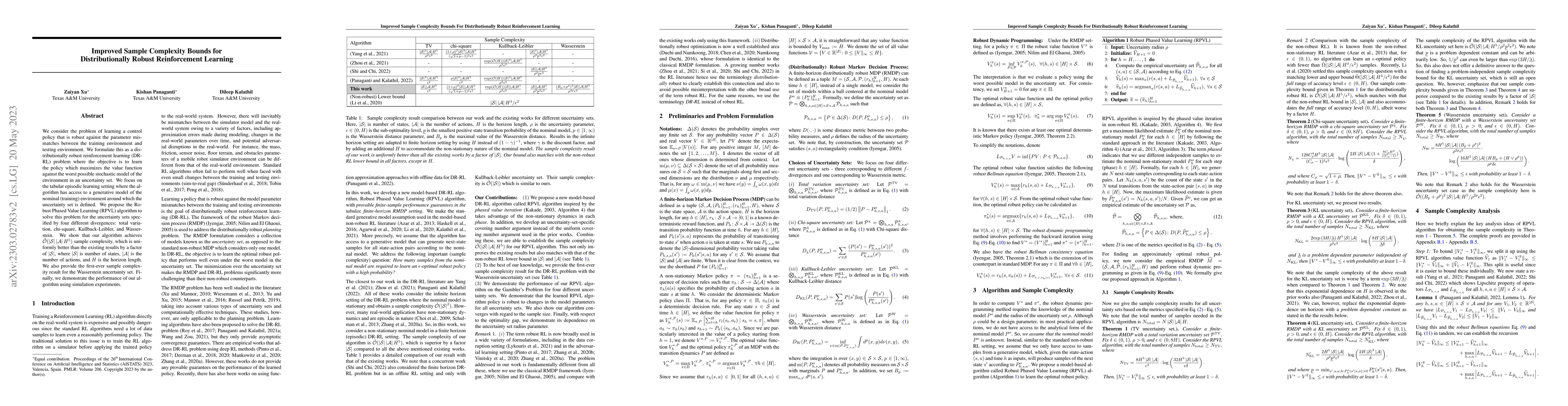Thumbnail for Improved Sample Complexity Bounds for Distributionally Robust
  Reinforcement Learning