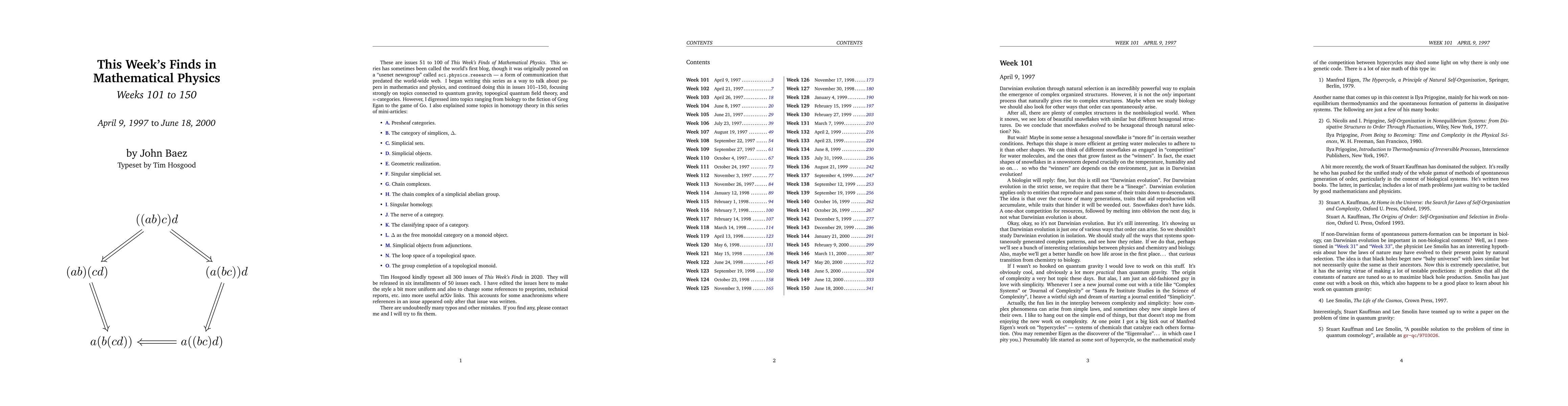 Thumbnail for This Week's Finds in Mathematical Physics (101-150)