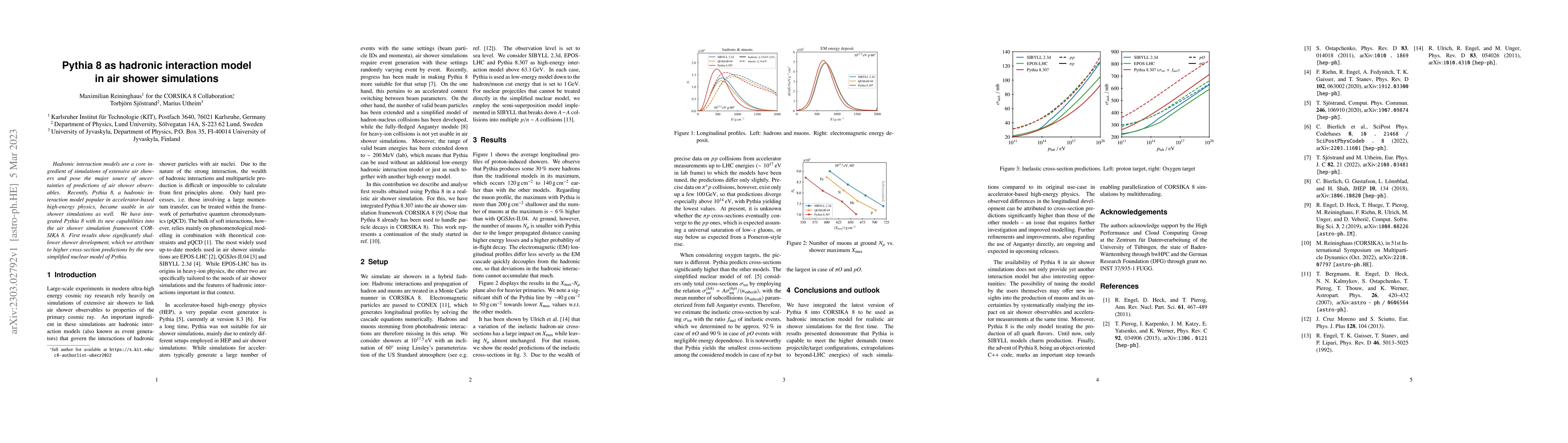 Thumbnail for Pythia 8 as hadronic interaction model in air shower simulations