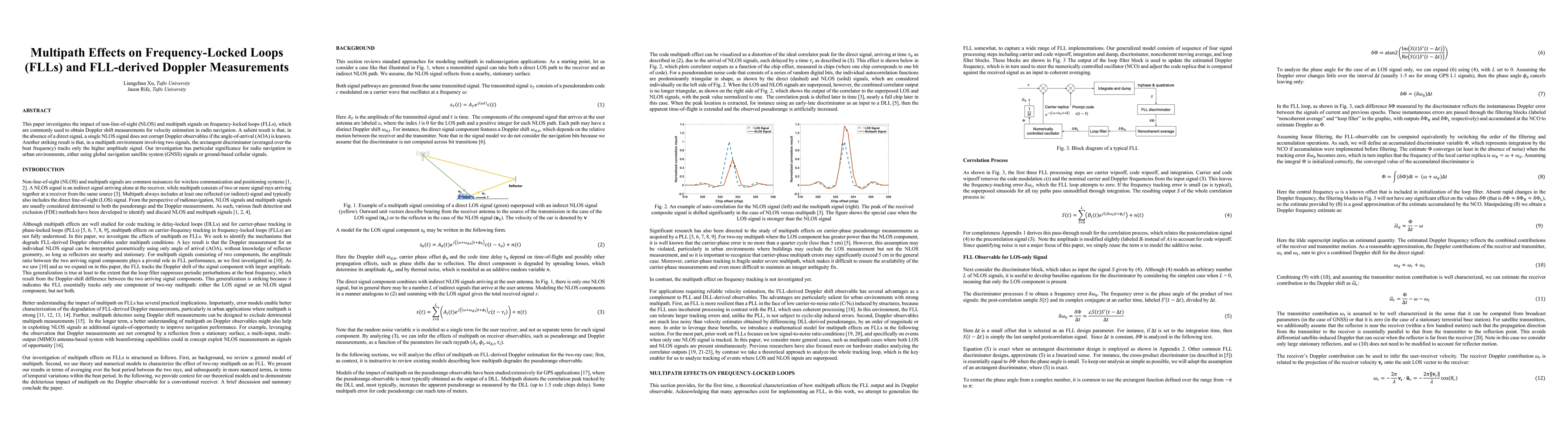 Thumbnail for Multipath Effects on Frequency-Locked Loops (FLLs) and FLL-derived
  Doppler Measurements