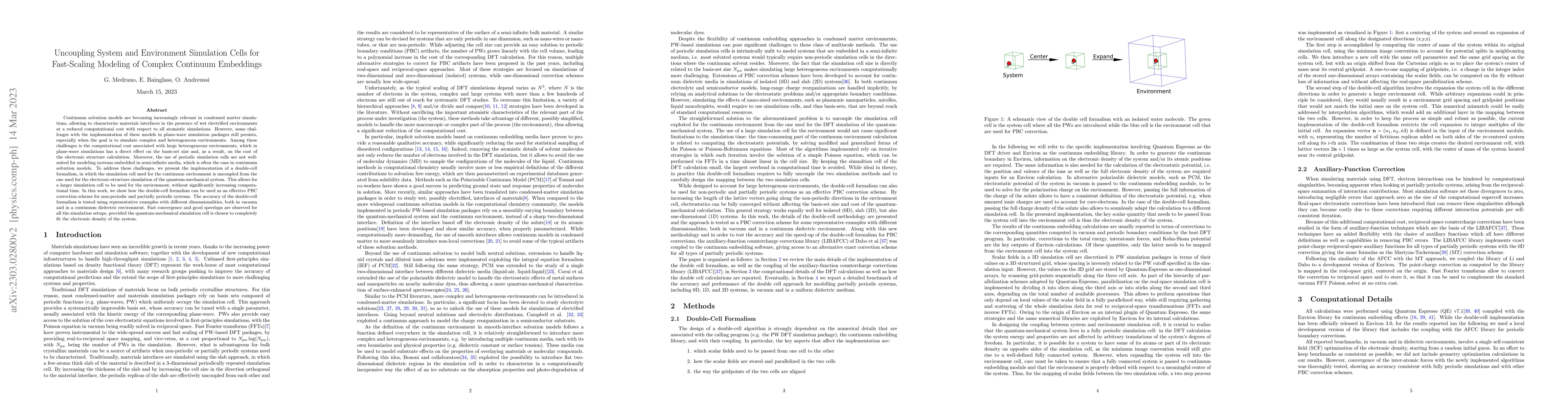 Thumbnail for Uncoupling System and Environment Simulation Cells for Fast-Scaling
  Modeling of Complex Continuum Embeddings