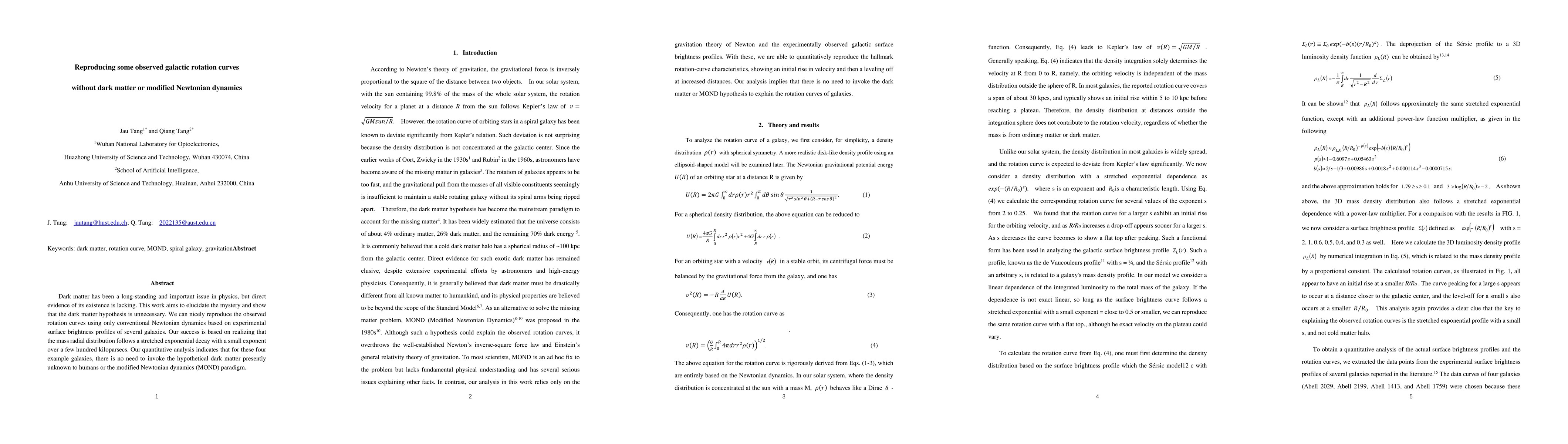 Thumbnail for Reproducing some observed galactic rotation curves without dark matter
  or modified Newtonian dynamics