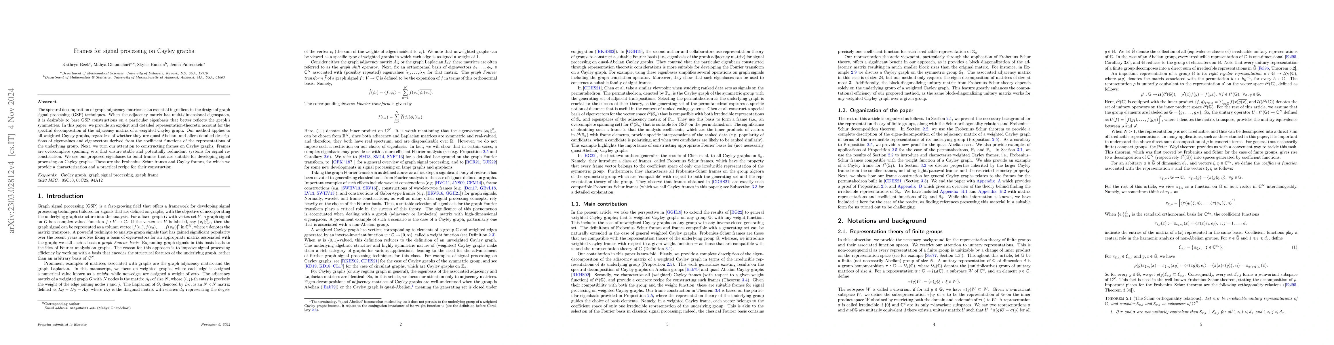 Thumbnail for Frames for signal processing on Cayley graphs