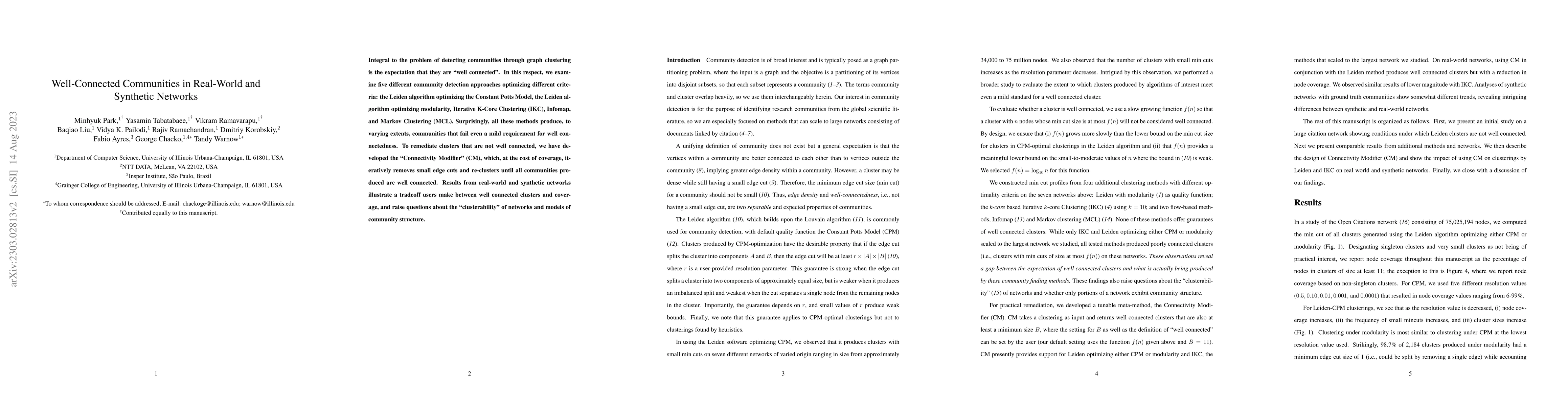 Thumbnail for Well-Connected Communities in Real-World and Synthetic Networks