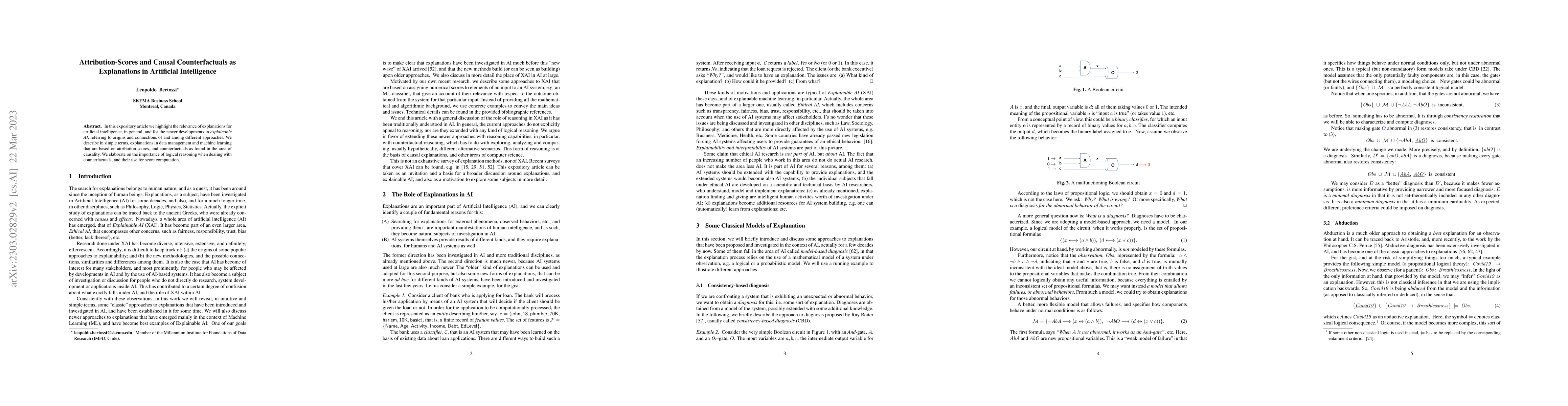 Thumbnail for Attribution-Scores and Causal Counterfactuals as Explanations in
  Artificial Intelligence