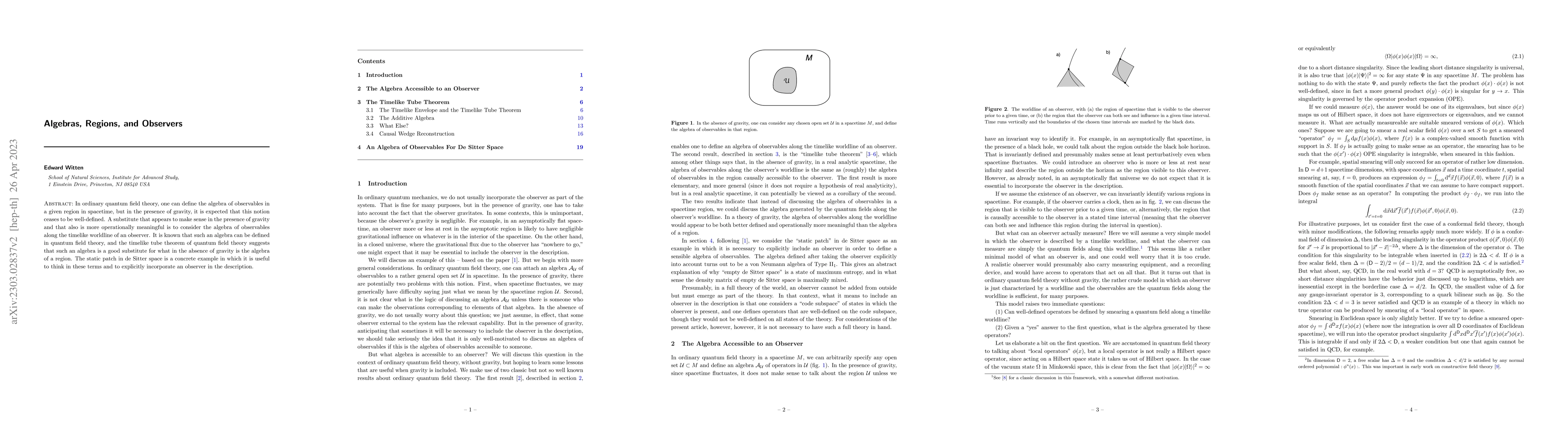Thumbnail for Algebras, Regions, and Observers