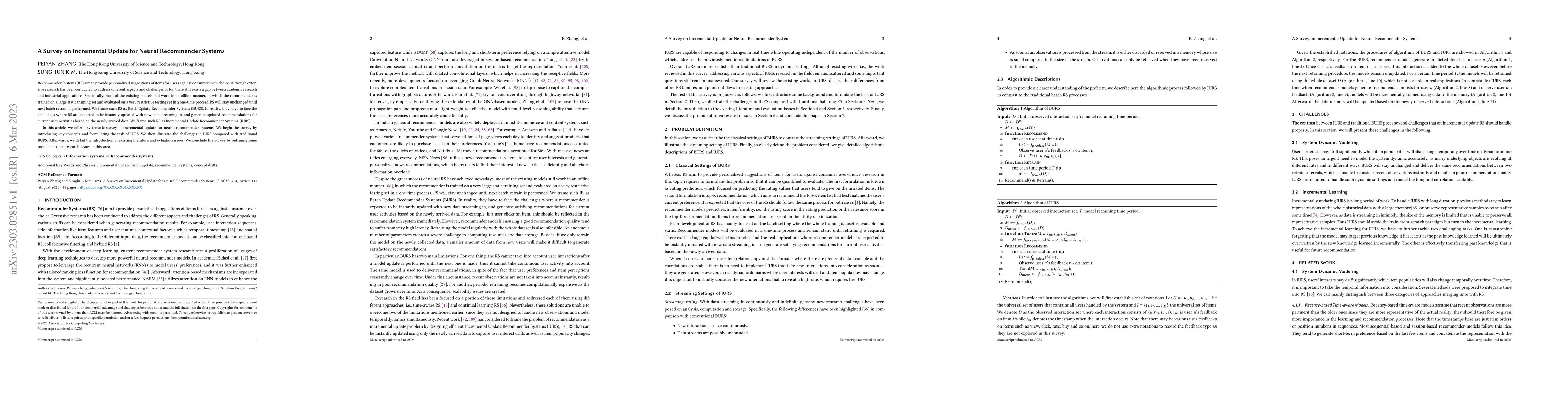 Thumbnail for A Survey on Incremental Update for Neural Recommender Systems