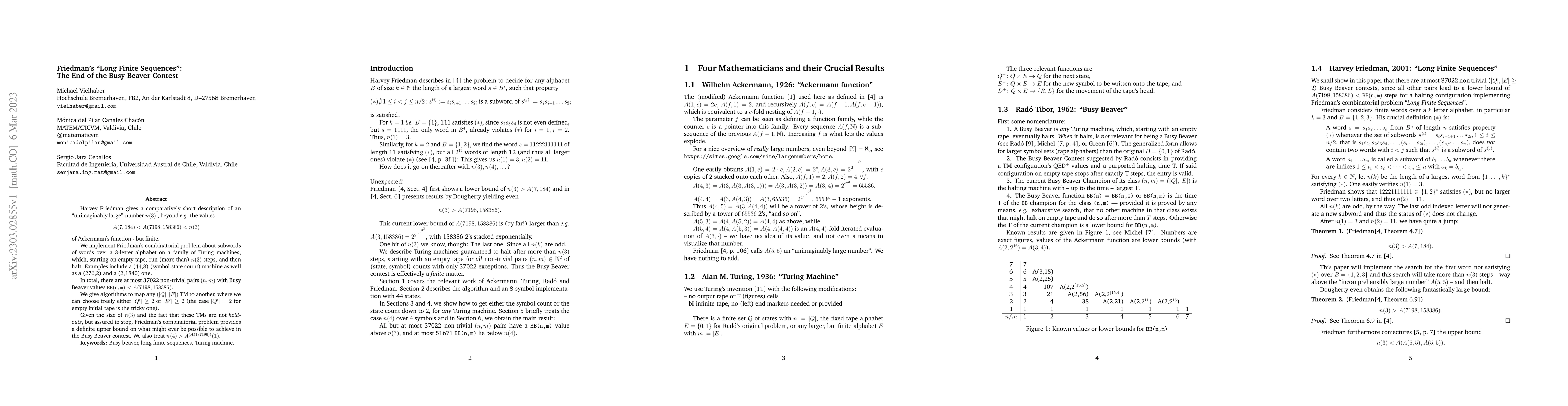 Thumbnail for Friedman's "Long Finite Sequences'': The End of the Busy Beaver Contest