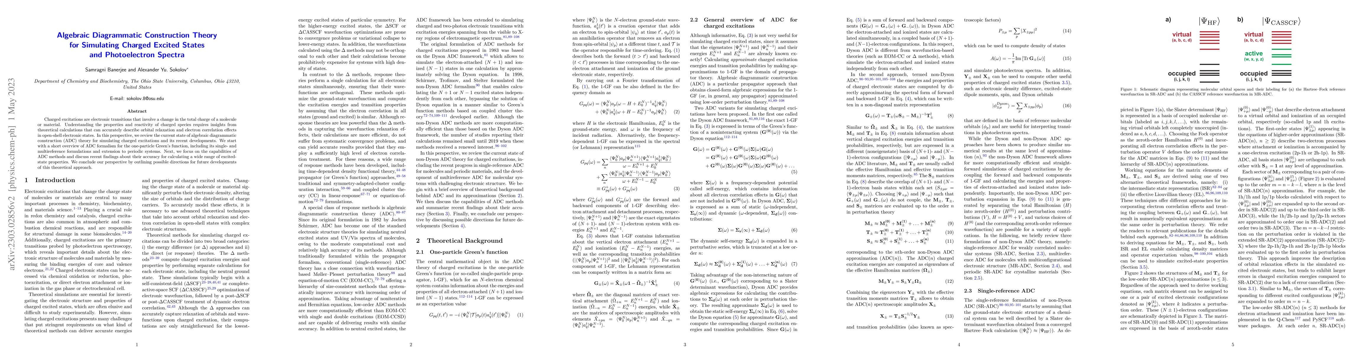 Thumbnail for Algebraic Diagrammatic Construction Theory for Simulating Charged
  Excited States and Photoelectron Spectra