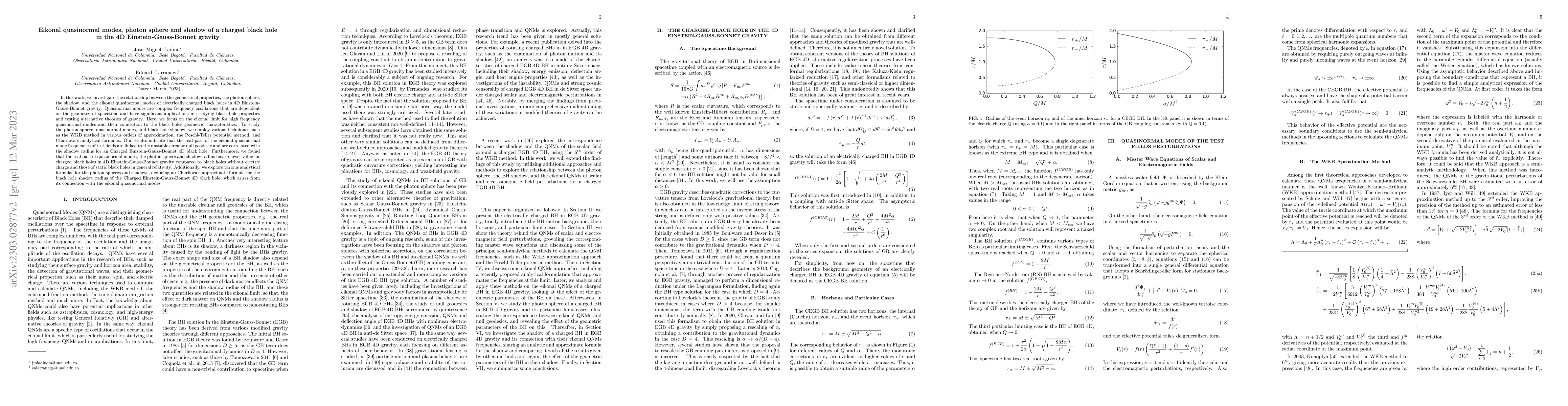 Thumbnail for Eikonal quasinormal modes, photon sphere and shadow of a charged black
  hole in the 4D Einstein-Gauss-Bonnet gravity