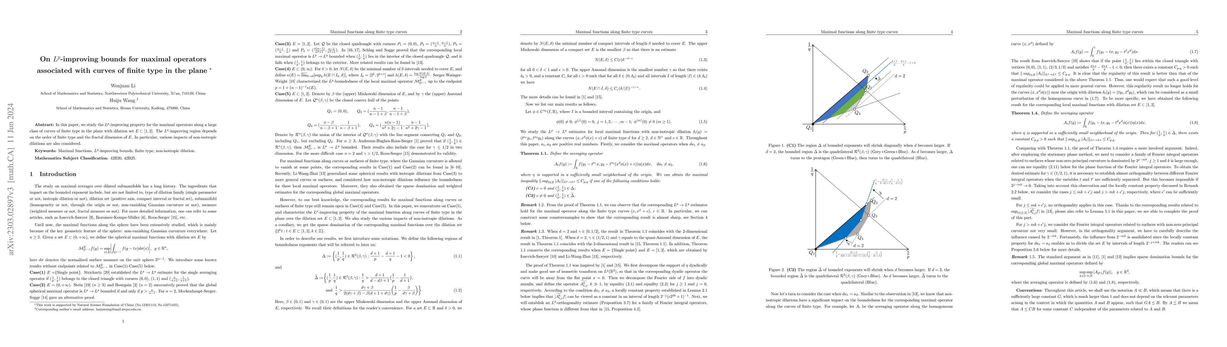Thumbnail for On $L^{p}$-improving bounds for maximal operators associated with curves
  of finite type in the plane
