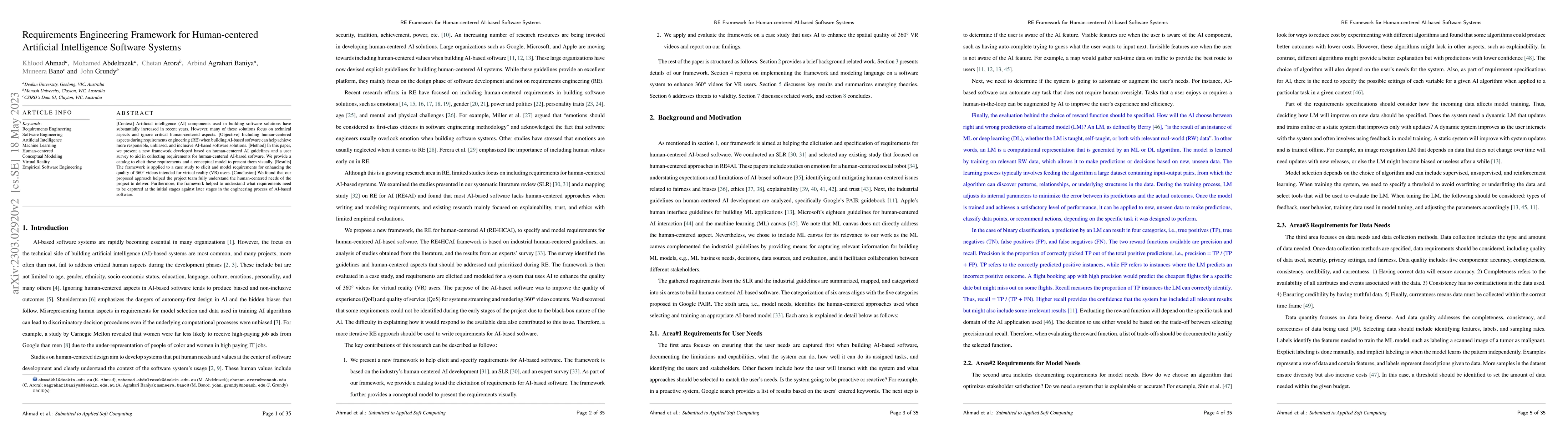 Thumbnail for Requirements Engineering Framework for Human-centered Artificial
  Intelligence Software Systems