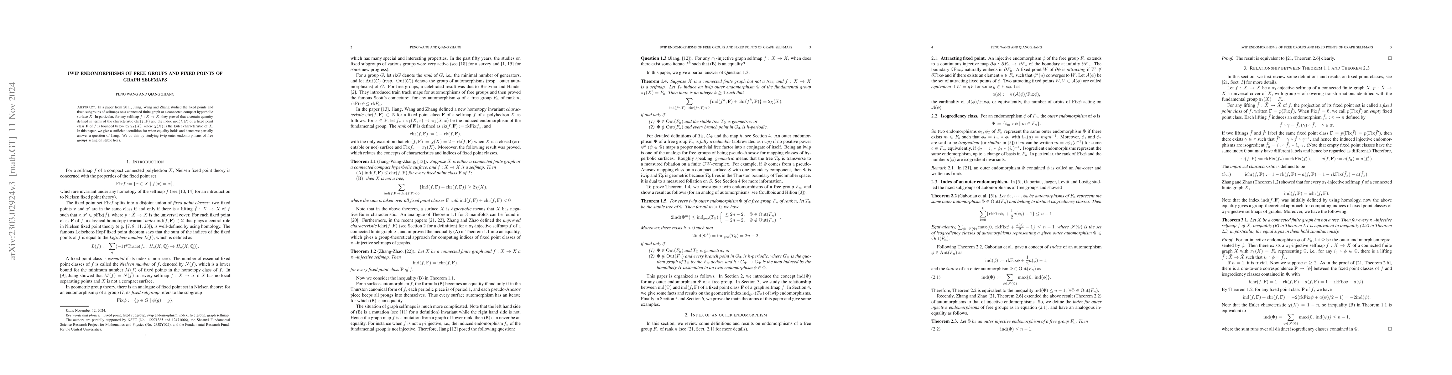Thumbnail for Iwip endomorphisms of free groups and fixed points of graph selfmaps