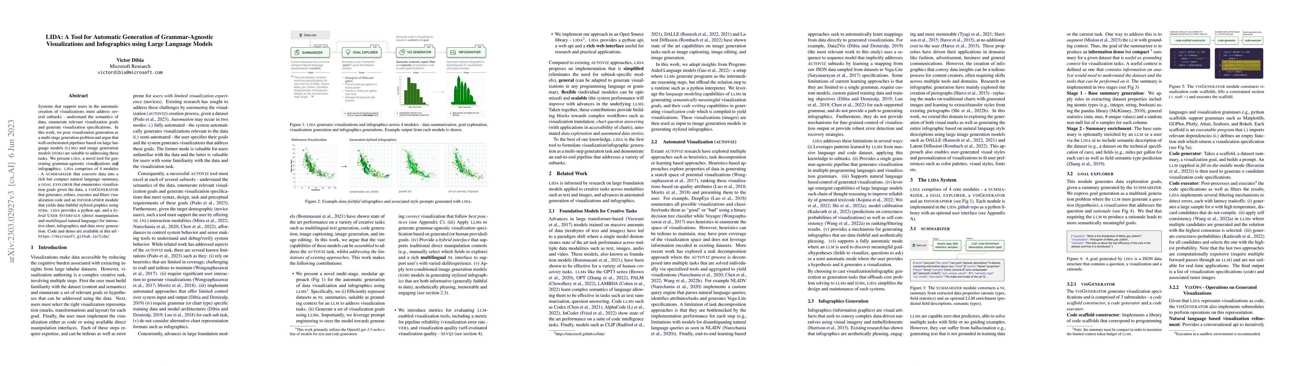 Thumbnail for LIDA: A Tool for Automatic Generation of Grammar-Agnostic Visualizations
  and Infographics using Large Language Models