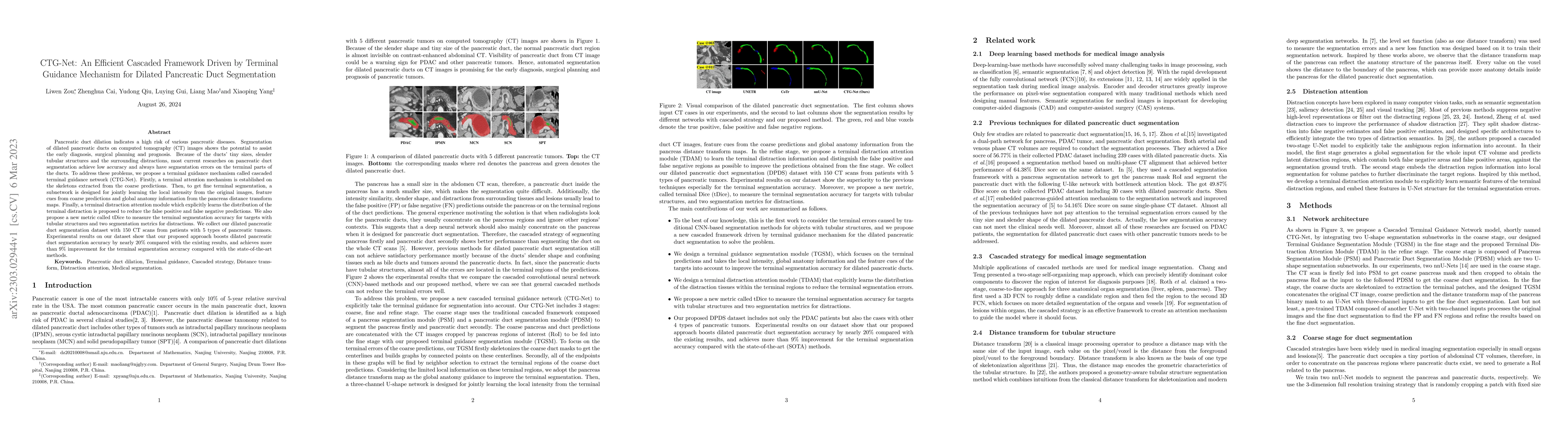Thumbnail for CTG-Net: An Efficient Cascaded Framework Driven by Terminal Guidance
  Mechanism for Dilated Pancreatic Duct Segmentation
