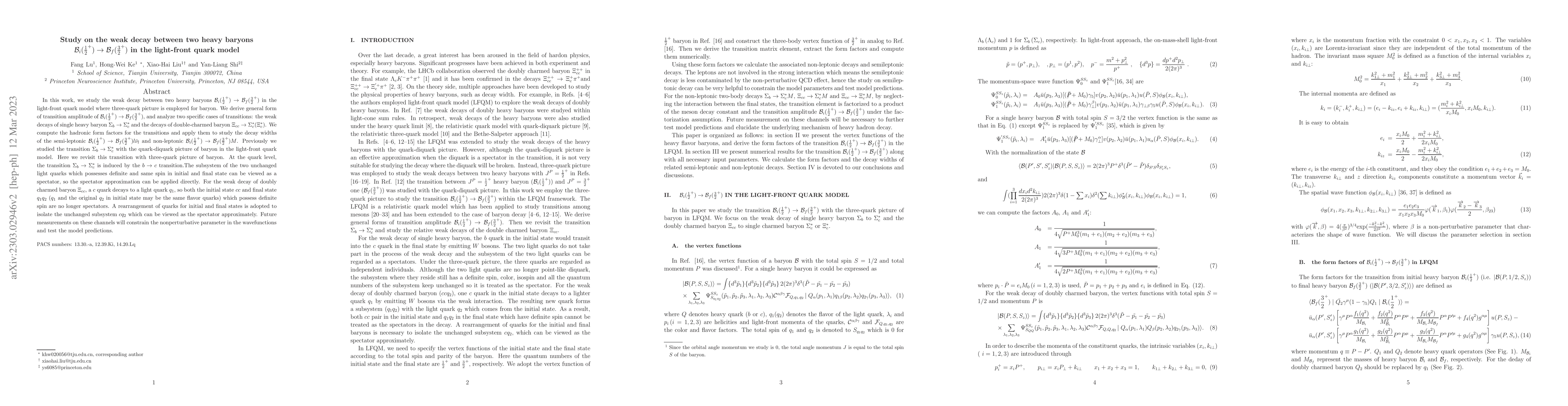 Thumbnail for Study on the weak decay between two heavy baryons $
  \mathcal{B}_i(\frac{1}{2}^+)\to \mathcal{B}_f(\frac{3}{2}^+)$ in the
  light-front quark model