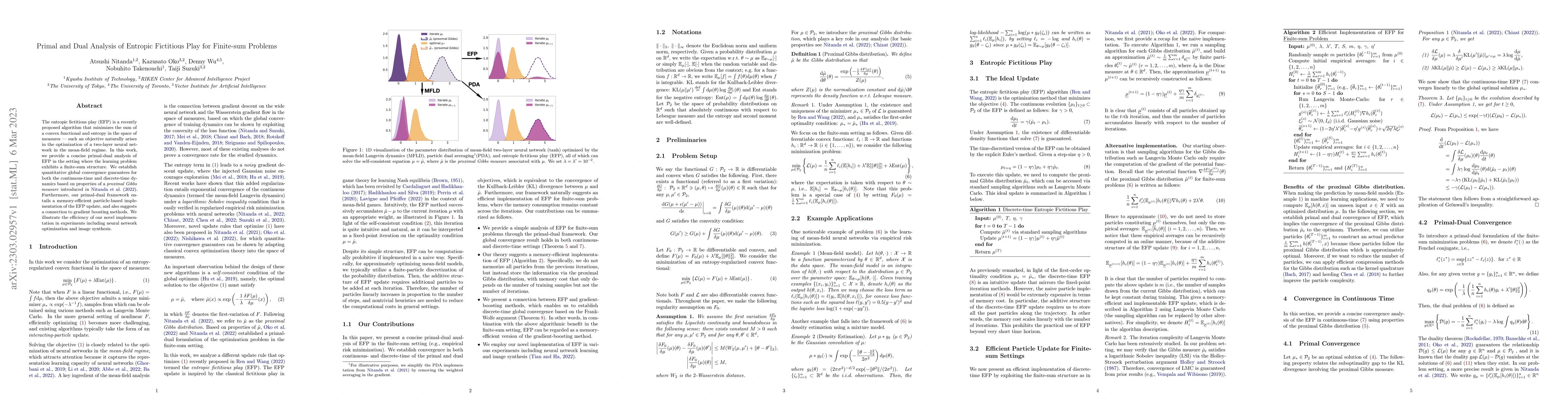 Thumbnail for Primal and Dual Analysis of Entropic Fictitious Play for Finite-sum
  Problems