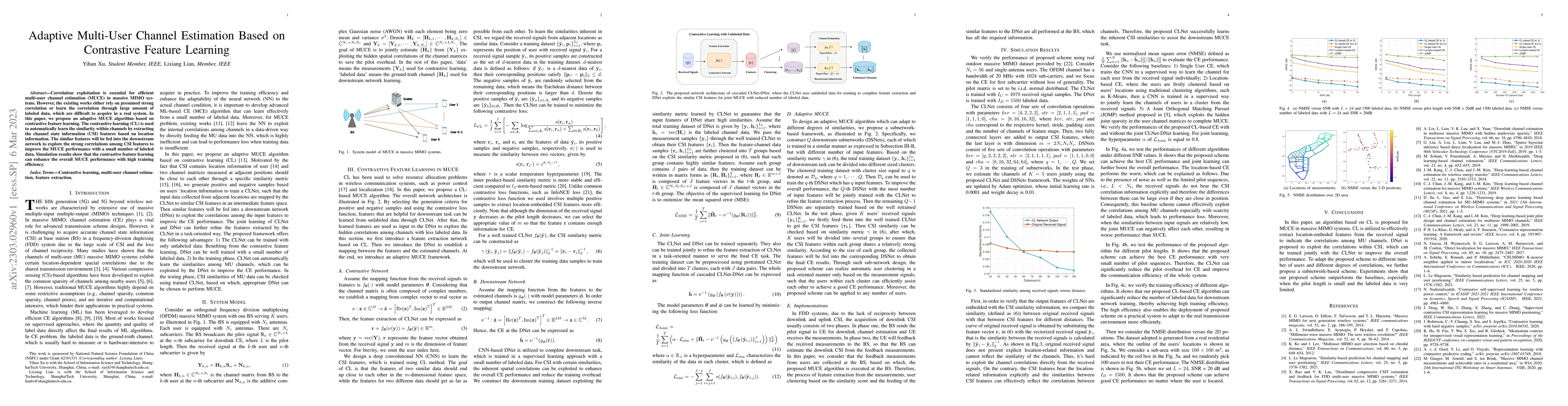 Thumbnail for Adaptive Multi-User Channel Estimation Based on Contrastive Feature
  Learning