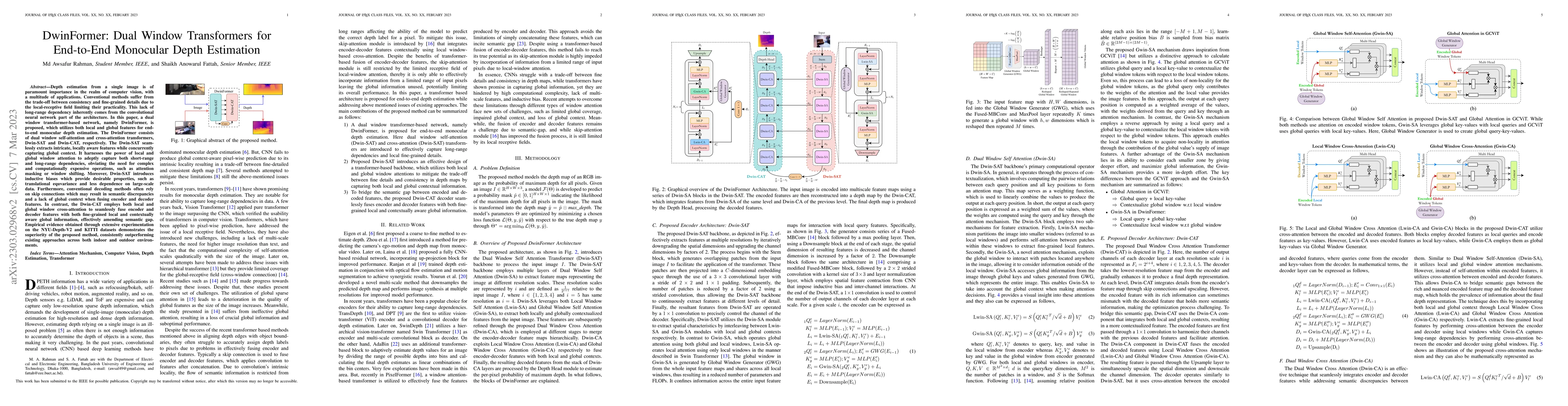 Thumbnail for DwinFormer: Dual Window Transformers for End-to-End Monocular Depth
  Estimation