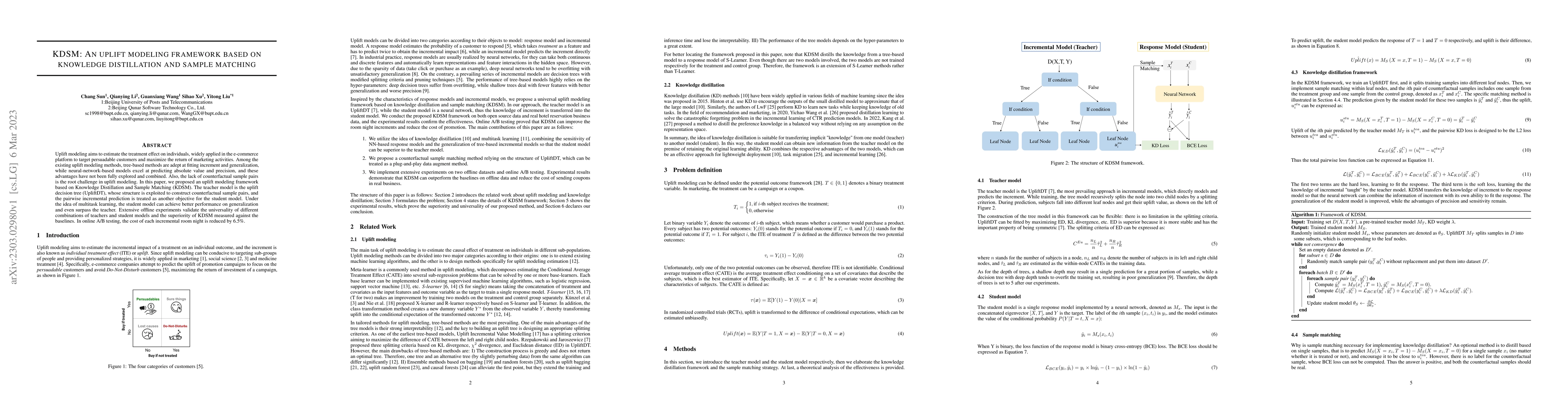 Thumbnail for KDSM: An uplift modeling framework based on knowledge distillation and
  sample matching