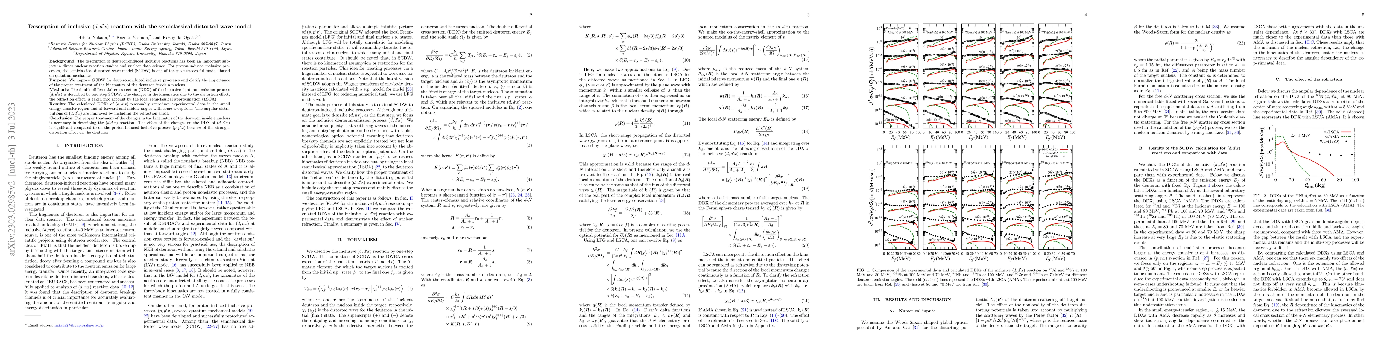 Thumbnail for Description of inclusive $(d,d^{\prime}x)$ reaction with the
  semiclassical distorted wave model