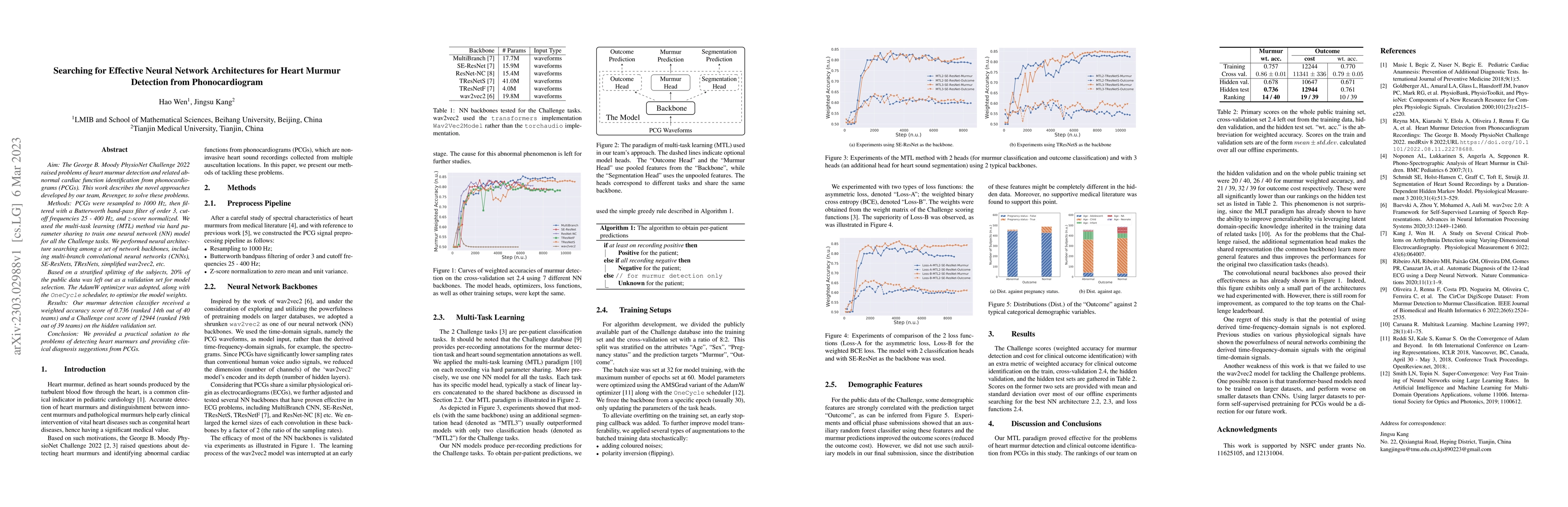 Thumbnail for Searching for Effective Neural Network Architectures for Heart Murmur
  Detection from Phonocardiogram