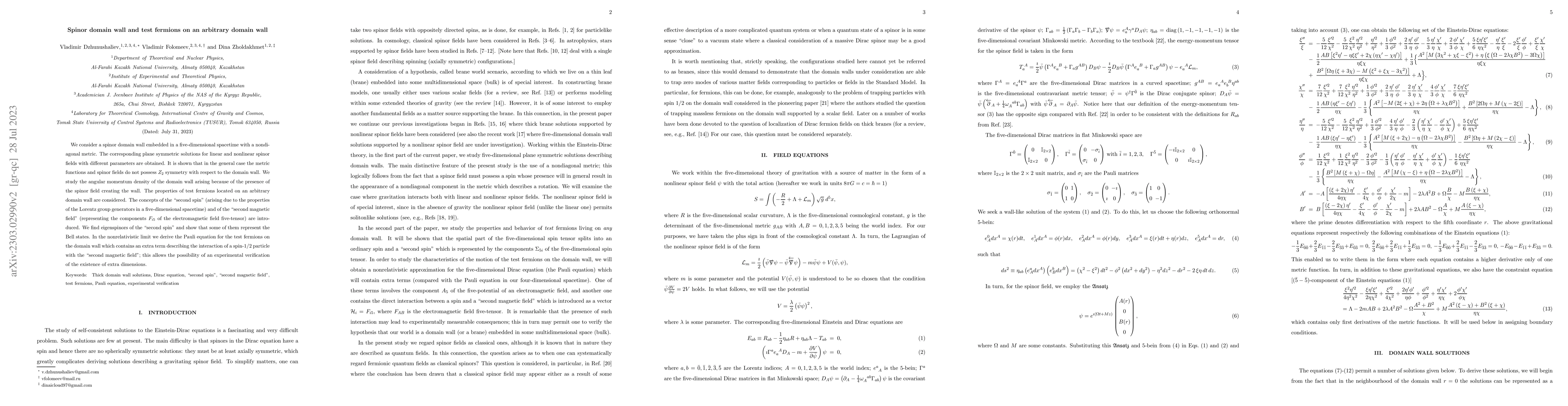 Thumbnail for Spinor domain wall and test fermions on an arbitrary domain wall