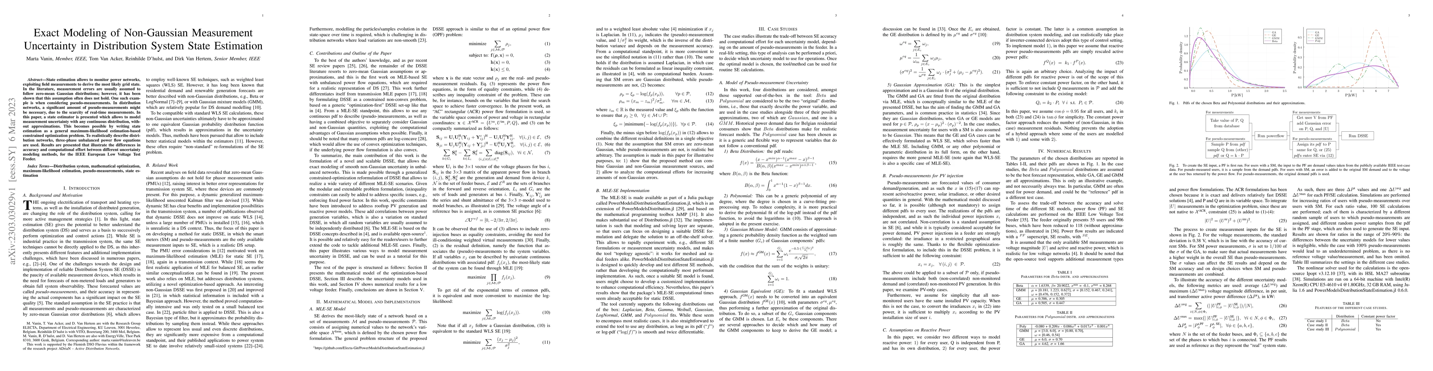 Thumbnail for Exact Modeling of Non-Gaussian Measurement Uncertainty in Distribution
  System State Estimation