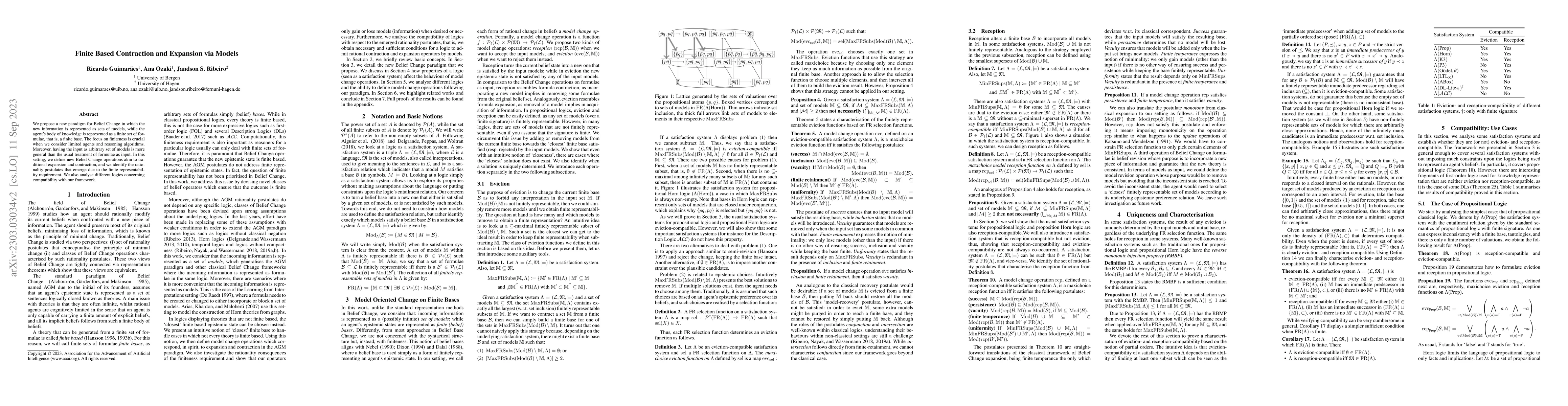 Thumbnail for Finite Based Contraction and Expansion via Models
