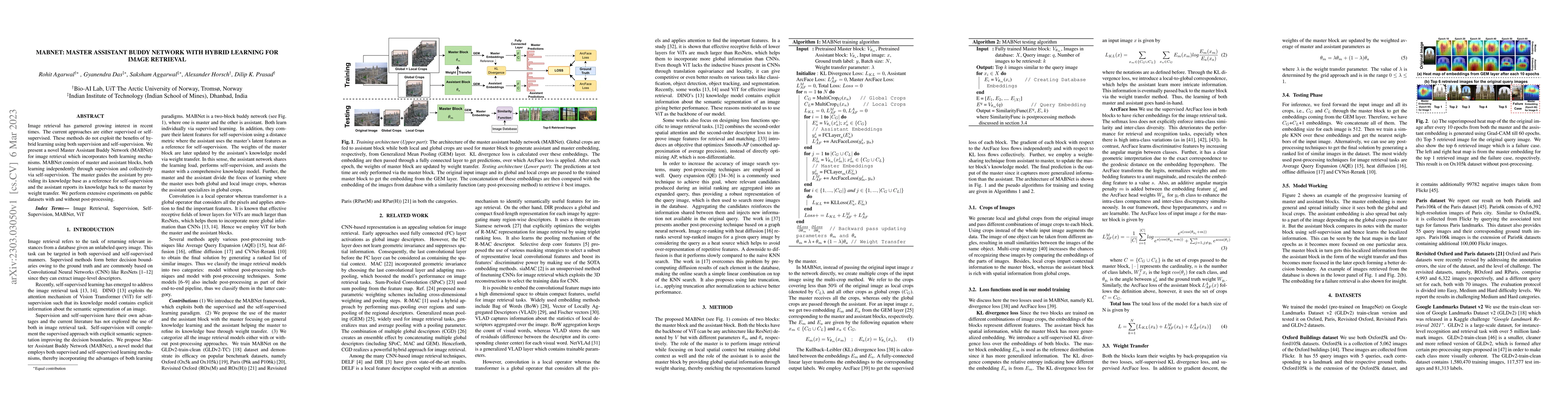 Thumbnail for MABNet: Master Assistant Buddy Network with Hybrid Learning for Image
  Retrieval