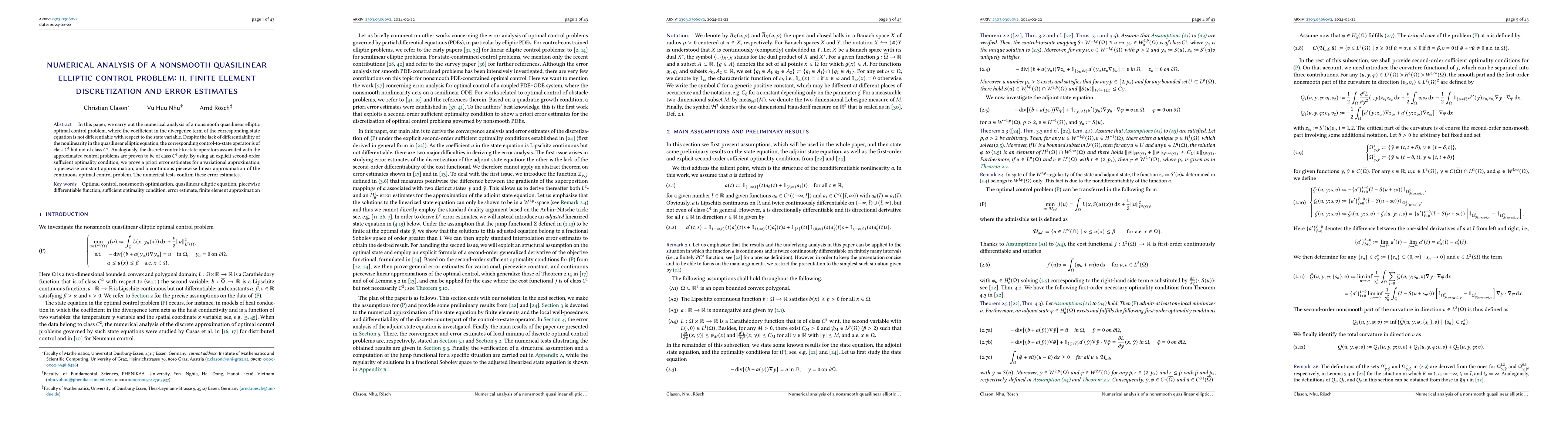 Thumbnail for Numerical analysis of a nonsmooth quasilinear elliptic control problem:
  II. Finite element discretization and error estimates