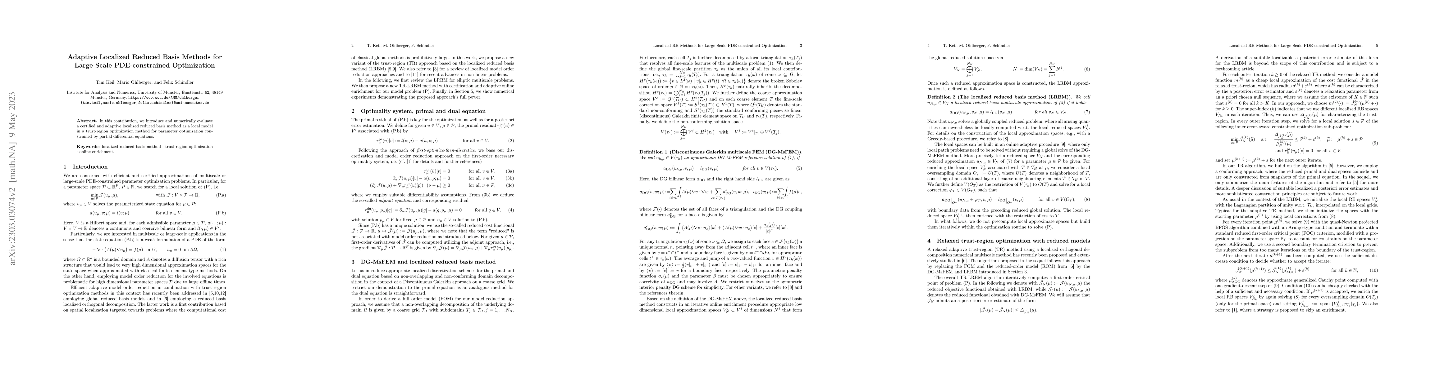 Thumbnail for Adaptive Localized Reduced Basis Methods for Large Scale Parameterized
  Systems