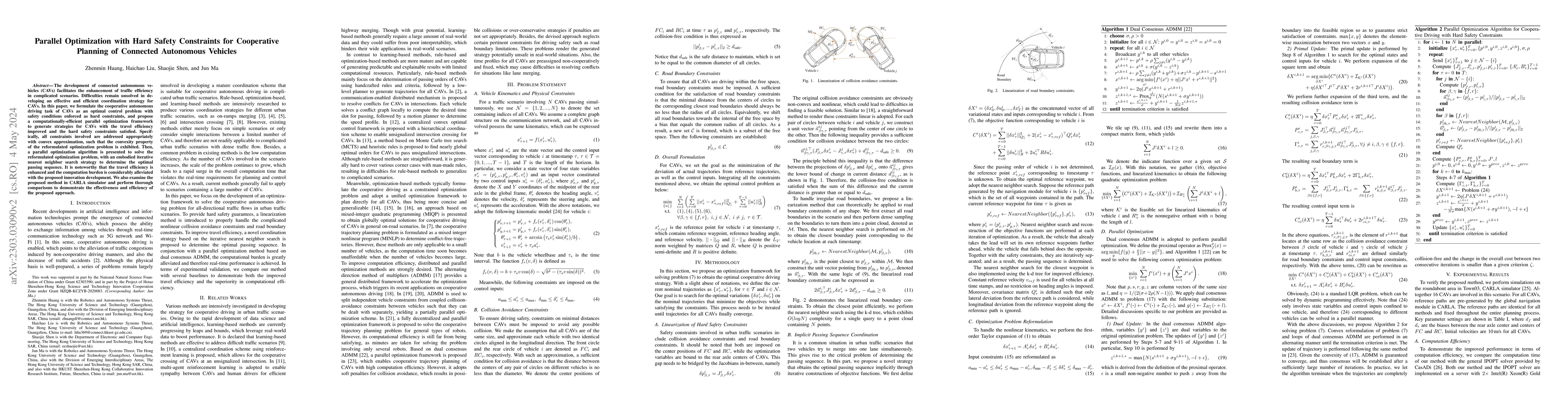 Thumbnail for Parallel Optimization with Hard Safety Constraints for Cooperative
  Planning of Connected Autonomous Vehicles