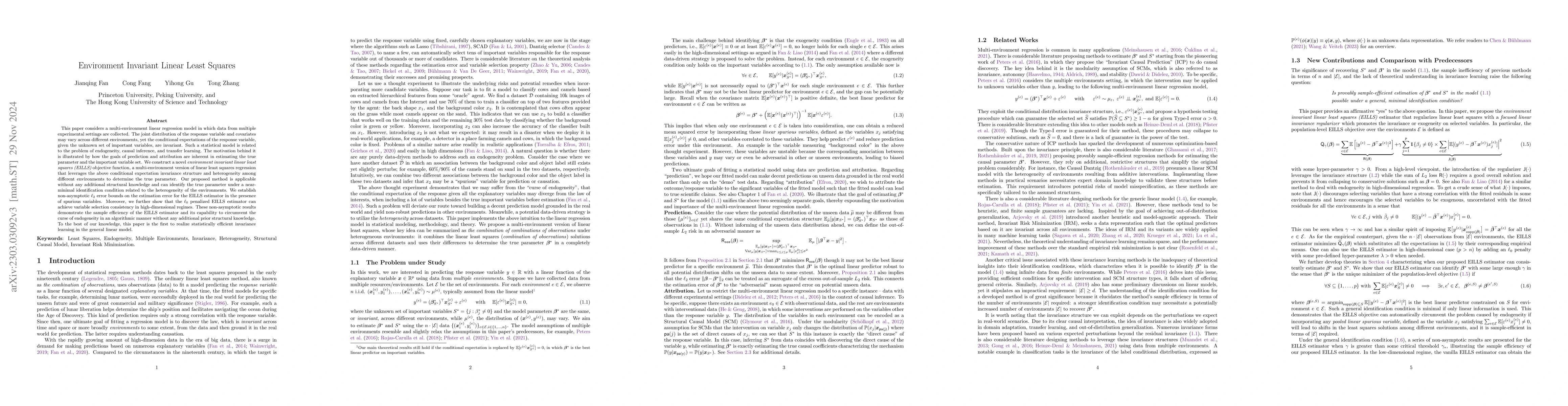 Thumbnail for Environment Invariant Linear Least Squares