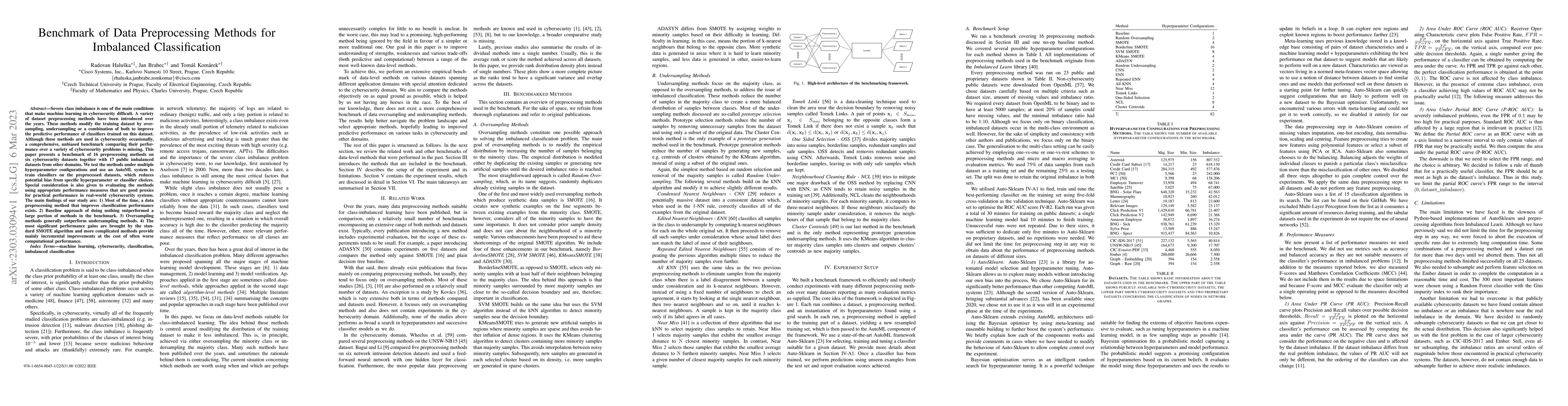Thumbnail for Benchmark of Data Preprocessing Methods for Imbalanced Classification