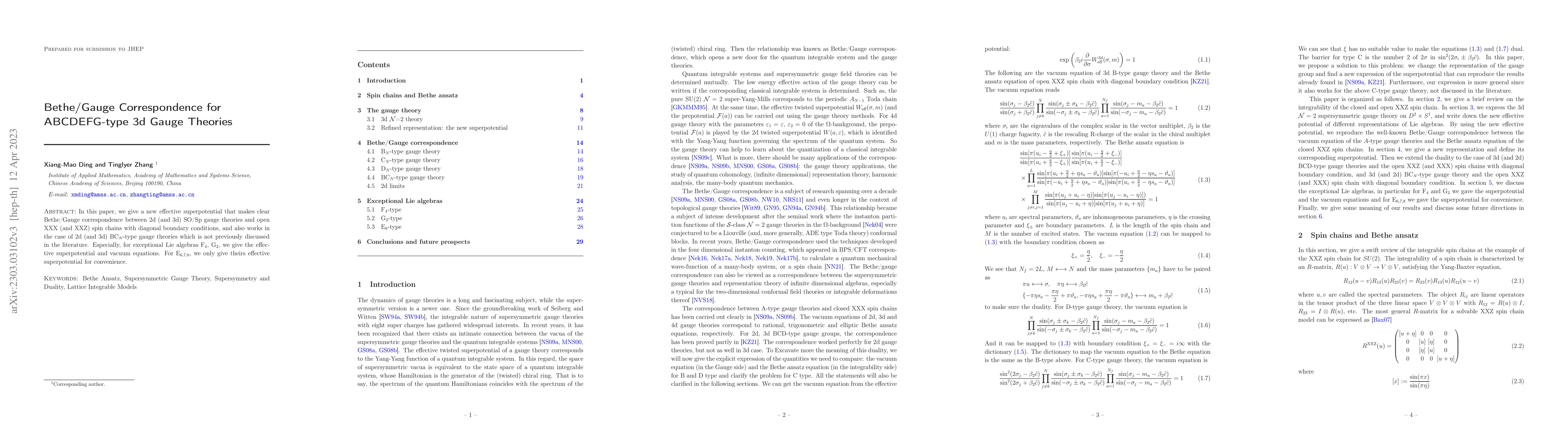 Thumbnail for Bethe/Gauge Correspondence for ABCDEFG-type 3d Gauge Theories