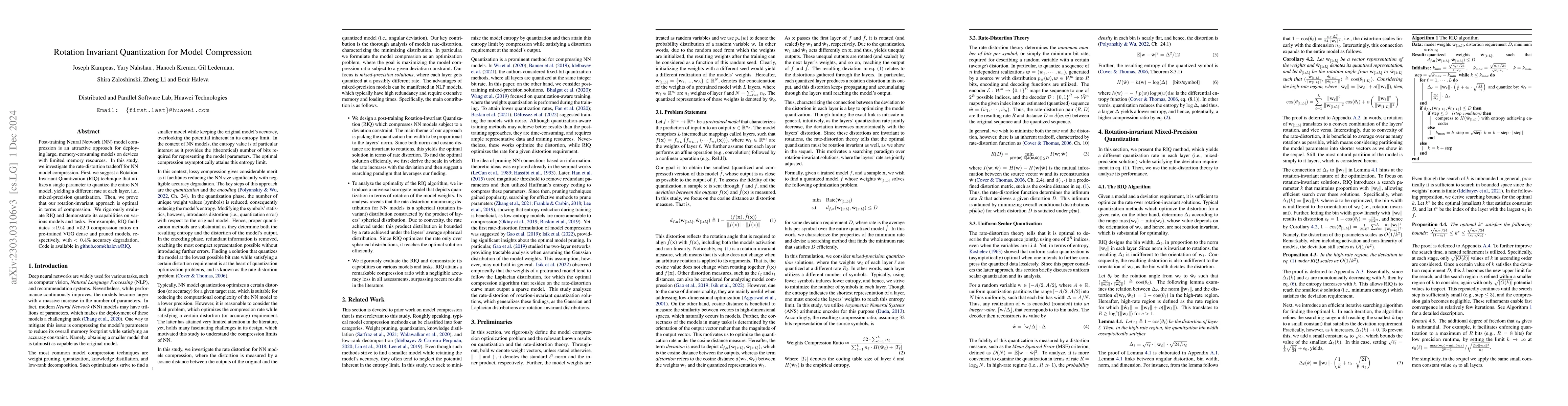Thumbnail for Rotation Invariant Quantization for Model Compression