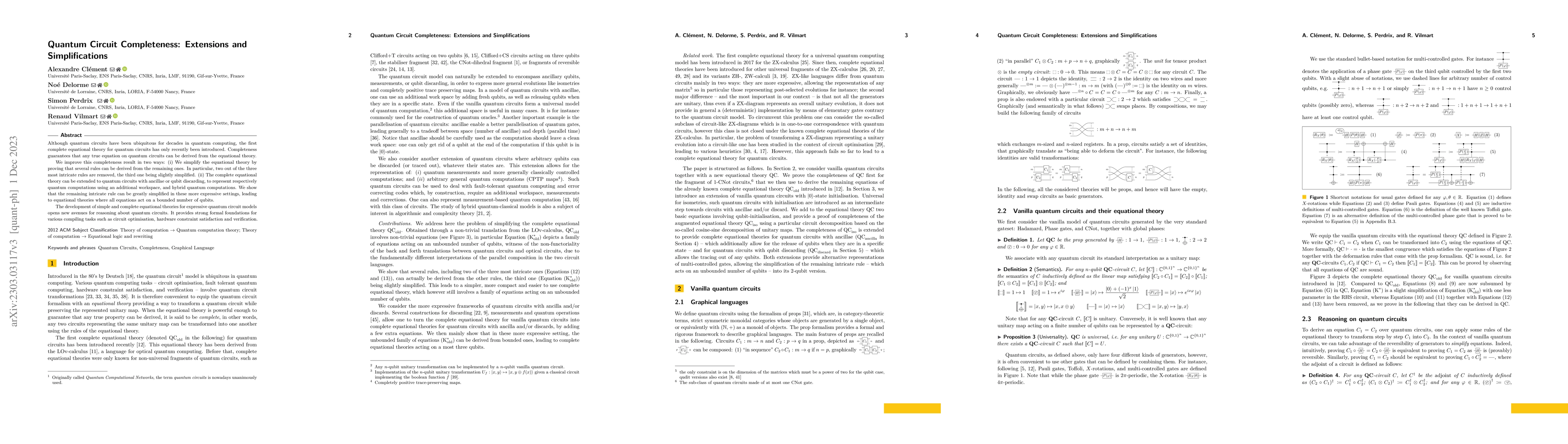 Thumbnail for Quantum Circuit Completeness: Extensions and Simplifications